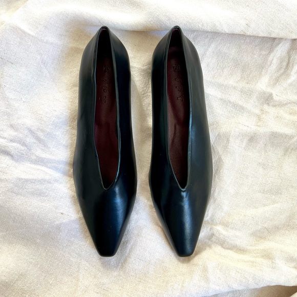 Point Toe Leather Flats - Picture 1 of 9